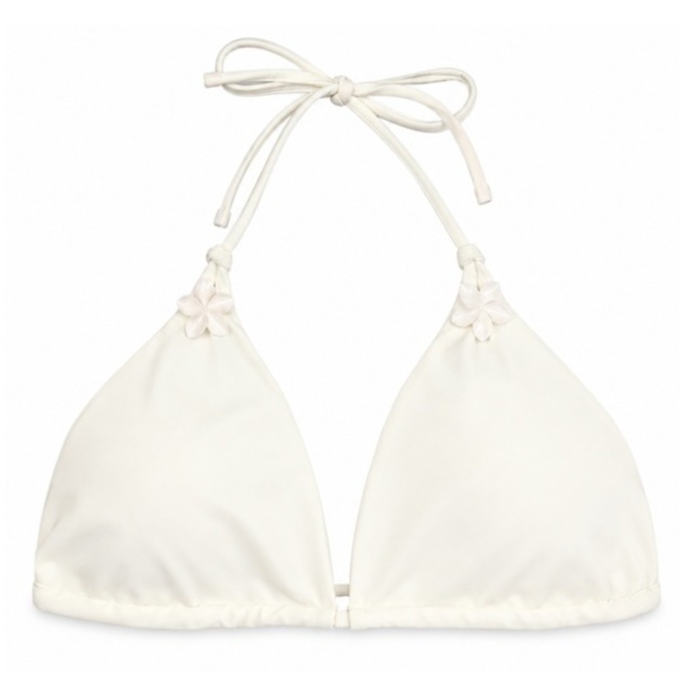The‎ Tropical Society Women's Cream Triangle Halter Bikini Top Size S NWT